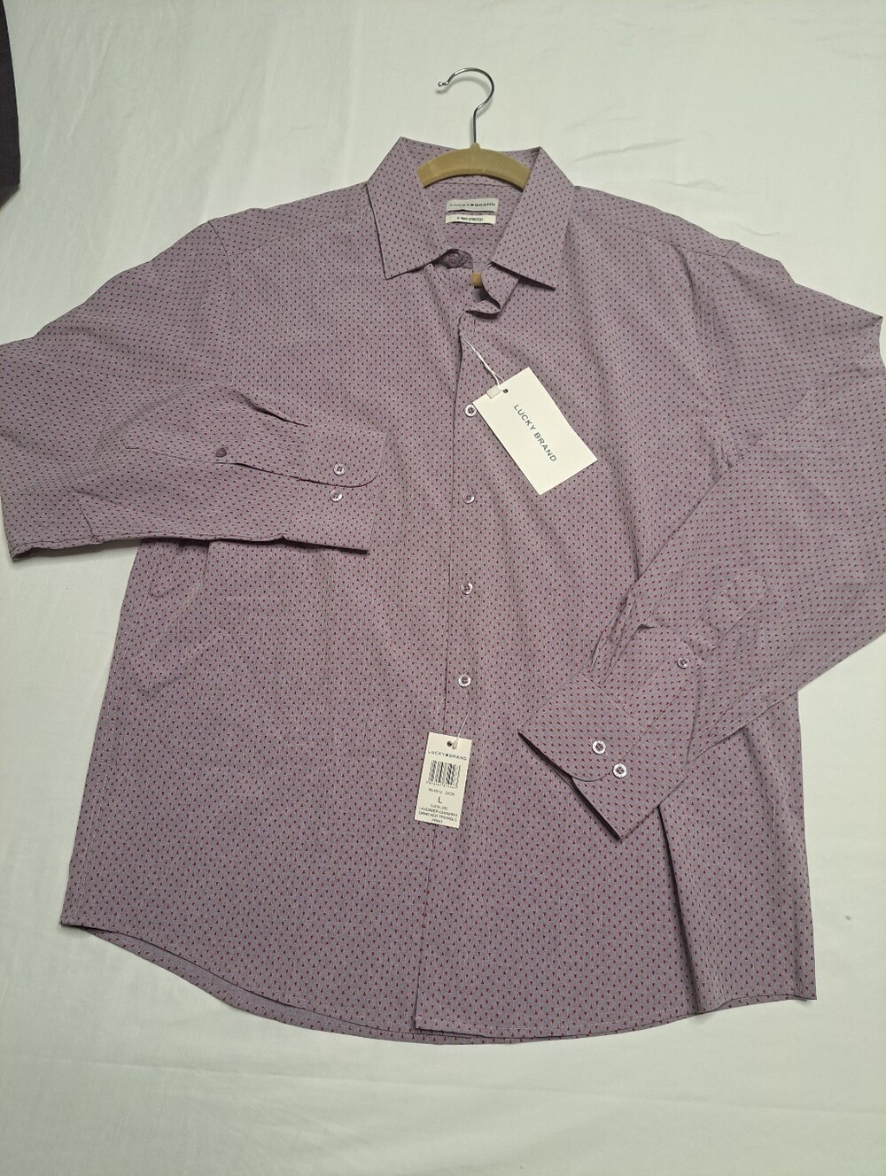 Lucky Brand Lavender Microdot Long-Sleeve Dress Shirt